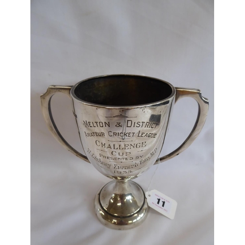 11 - Silver trophy - Melton and District amateur cricket league Challenge Cup - Walker & Hall, Sheffield ... 