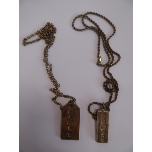 26 - Silver ounce ingot pendants on silver chains (2)