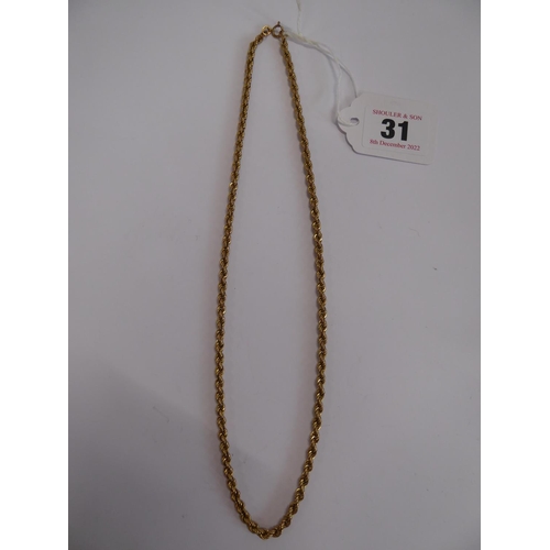 31 - 9ct gold rope chain (5.3g)