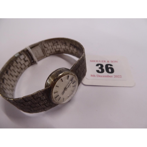 36 - Silver Rotary ladies bracelet wristwatch