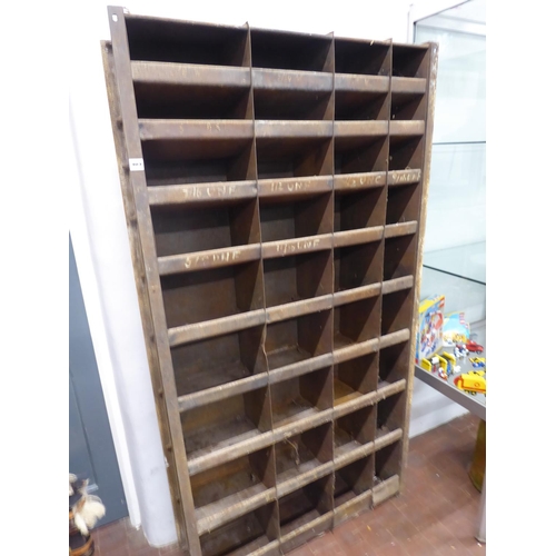 Vintage industrial pigeon hole storage shelf