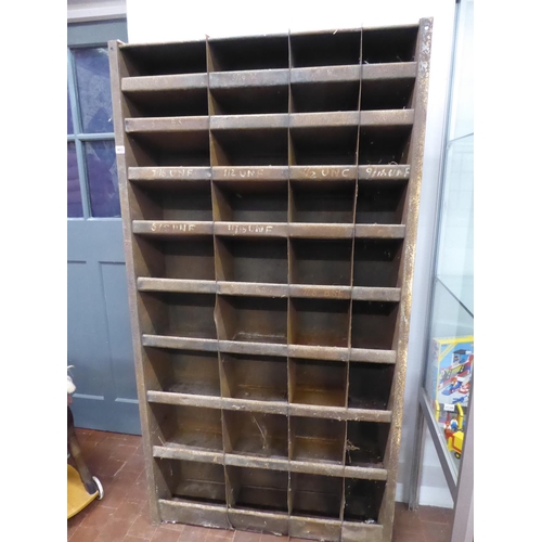 Vintage industrial pigeon hole storage shelf