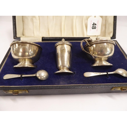 48 - Cased silver cruet set - B'ham 1947