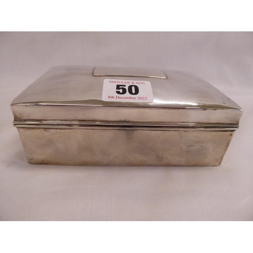 50 - Silver cigarette box - B'ham 1872? (worn hallmarks)