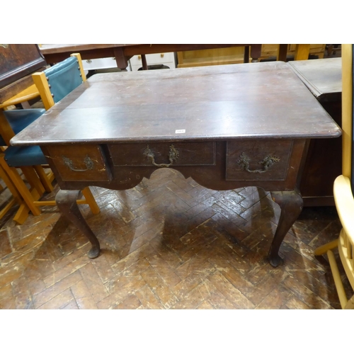 19thC oak low boy table on cabriole legs