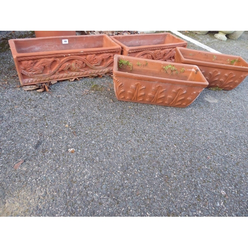 18 - 2 pairs terracotta oblong planters