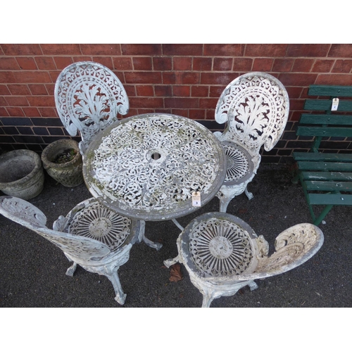 3 - Cast aluminium garden table and 4 chairs