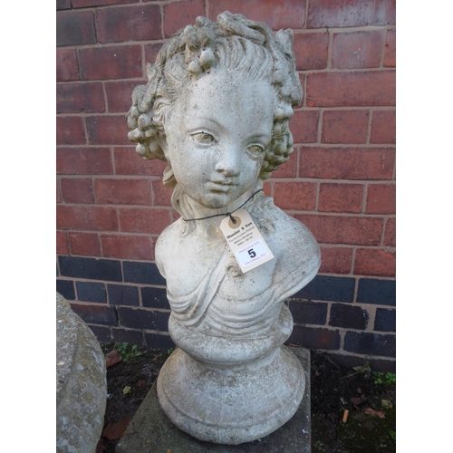 5 - Reconstituted stone grecian style bust on plinth