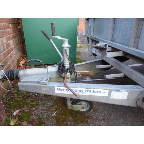 50 - Ifor Williams 14ft galvanised twin axle trailer with pair car ramps