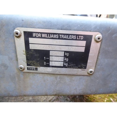 50 - Ifor Williams 14ft galvanised twin axle trailer with pair car ramps