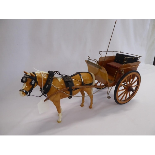 1 - Beswick Palomino horse with wooden trap