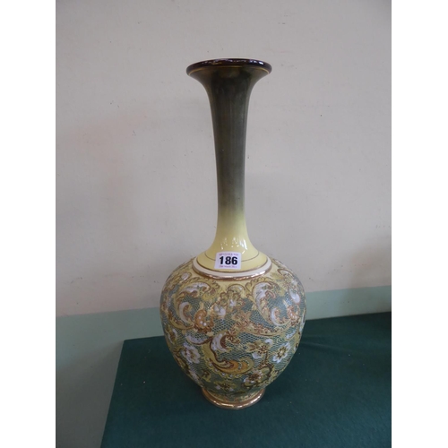 186 - 19thC Doulton & Slaters tall slender neck vase