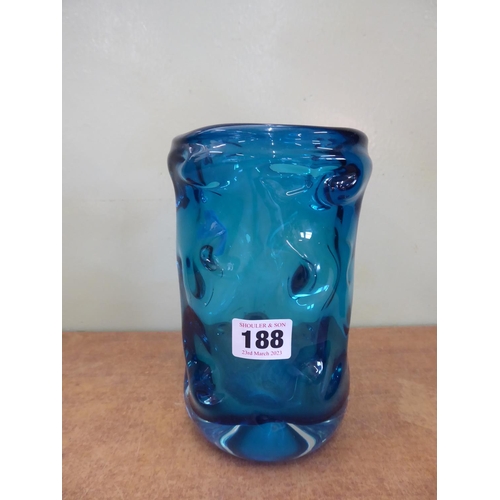 188 - Whitefriars turquoise knobbly glass vase