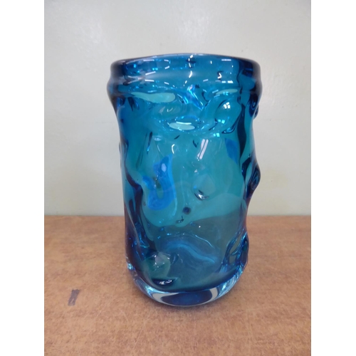 188 - Whitefriars turquoise knobbly glass vase