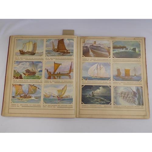Schepen Uitalie Tijden early 20thC Dutch album containing 200 postcards depicting shipping history c1917