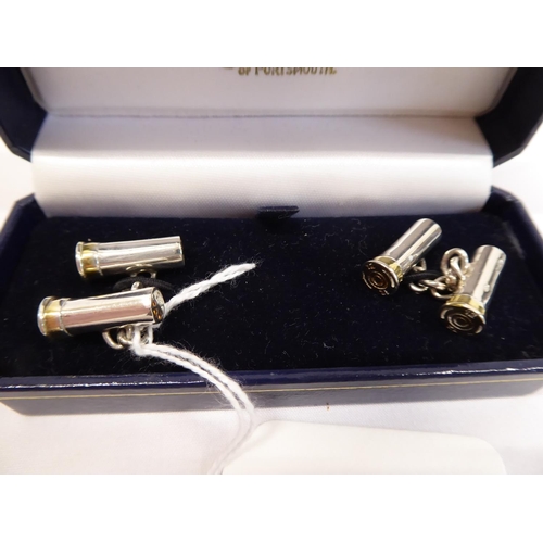 53 - Pair of silver shotgun cartridge cufflinks