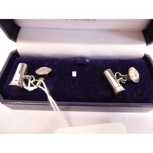 54 - Pair of silver shotgun cartridge cufflinks