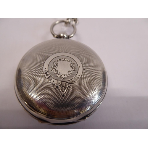 56 - Silver pair cased pocket watch - Chester 1896 - Thomas Peter Hewitt on silver Albert chain and fob -... 