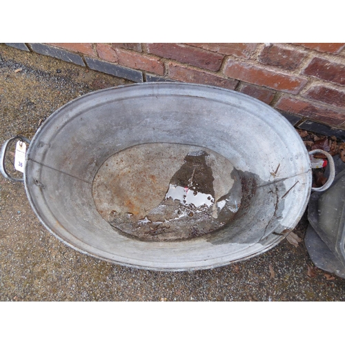 36 - 19thC galvanised tin bath planter