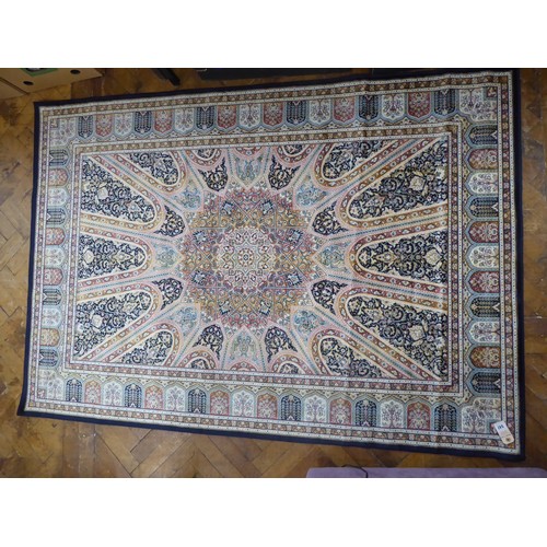 547 - Navy ground Viscose and cotton Kashmir style rug 170cm x 120cm