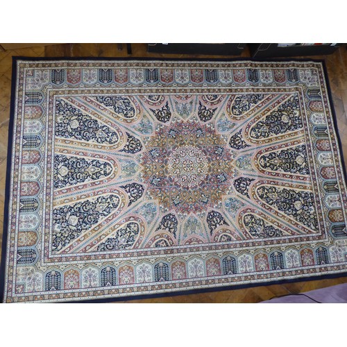 547 - Navy ground Viscose and cotton Kashmir style rug 170cm x 120cm