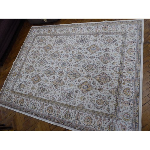 549 - Cream ground Royal Palace viscose and cotton Kashmir style rug 250cm x 195cm