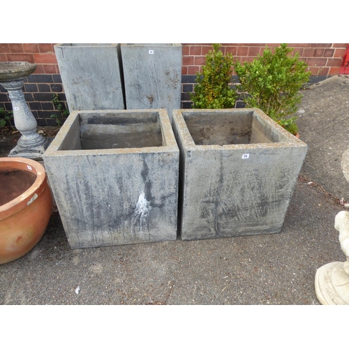 25 - Pair of large cube Cadix concrete planters ( approx 22