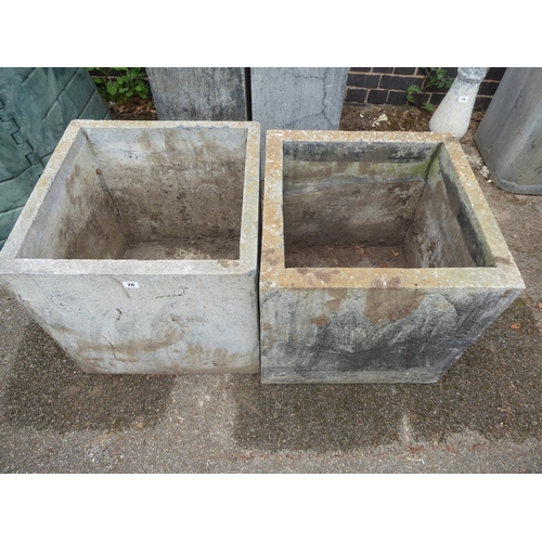 26 - Pair of large cube Cadix concrete planters ( approx 22