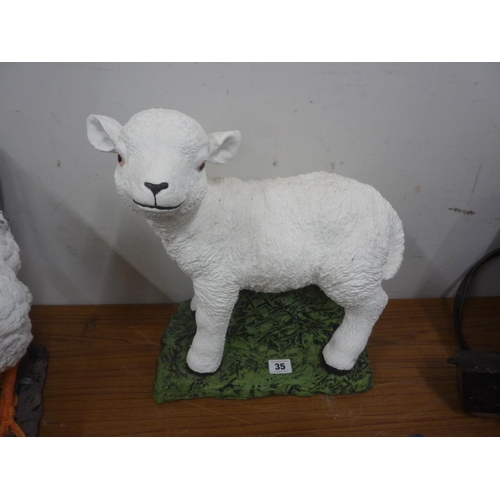 35 - Painted concrete garden ornamental  lamb