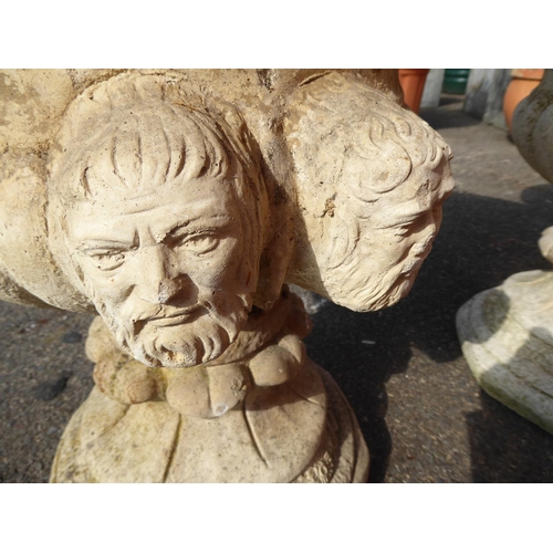 28 - Pair reconstituted stone campana urns (planted with alpines)