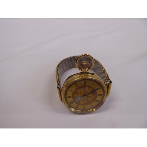 Cuivre pocket watch stamped 18k on strap