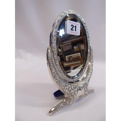 21 - Silver framed oval swing dressing mirror - Chester 1902