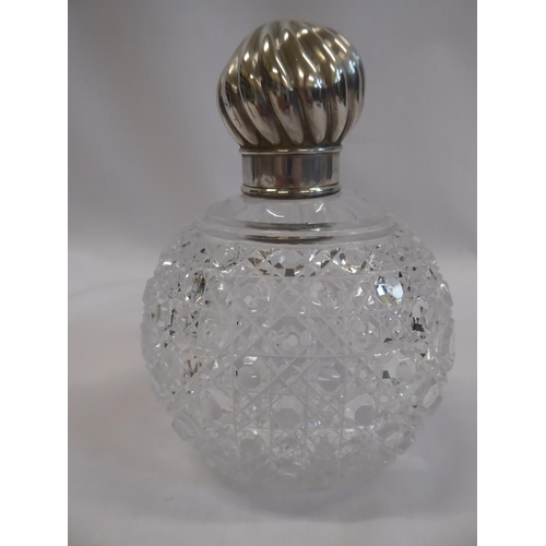 24 - Silver top cut glass scent bottle - London 1886