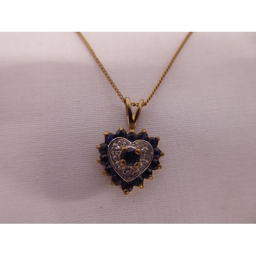 36 - 9ct gold heart shaped cluster pendant necklaces (2)