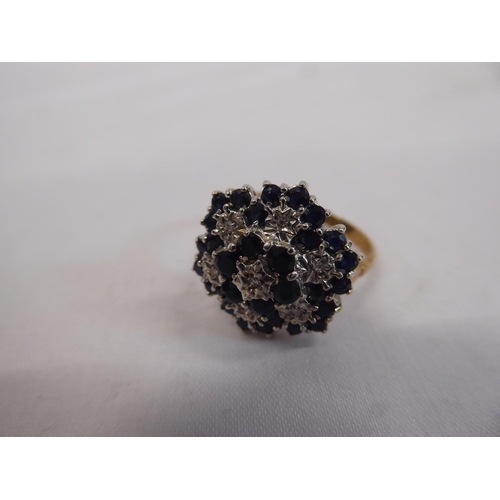 37 - 9ct gold sapphire and diamond cluster ring