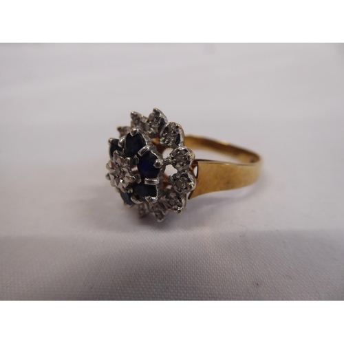 38 - 9ct gold sapphire and diamond cluster ring