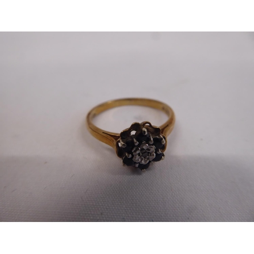 39 - 9ct gold sapphire and diamond cluster ring