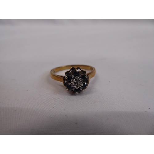 39 - 9ct gold sapphire and diamond cluster ring