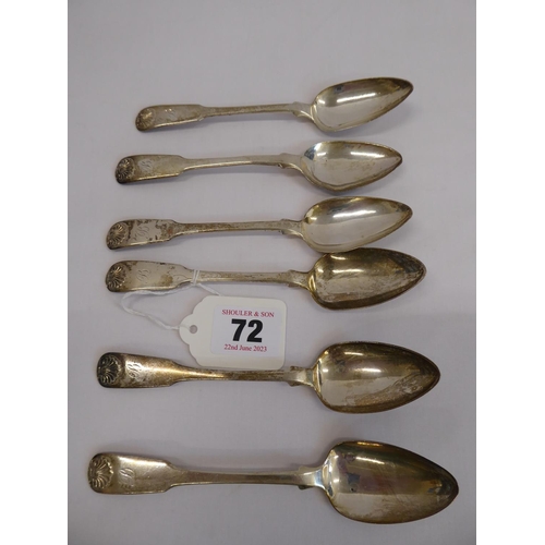 72 - Set of 6 silver teaspoons - Edinburgh 1818