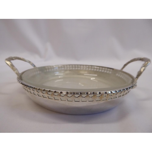 78 - Circular silver butter dish with glass liner - Birmingham 1928