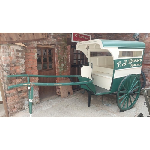 15 - ‘P J & Dunn’s bakers’ 

Wheel diameter - 43 inch 
Shaft length - 62 inch

This cart started life as ... 