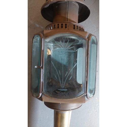 7 - Two original hand-crafted gas lamps 
With hand cut and decorated glass which were originally intende... 