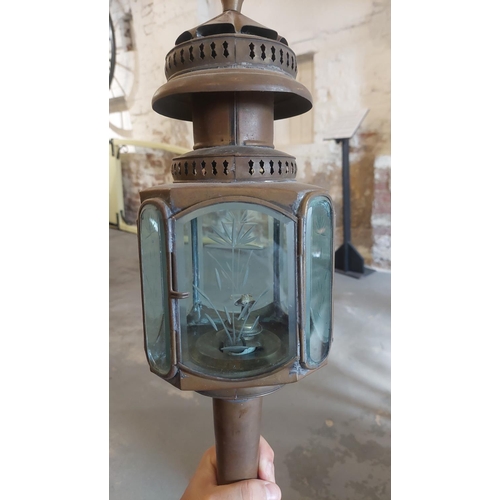 7 - Two original hand-crafted gas lamps 
With hand cut and decorated glass which were originally intende... 