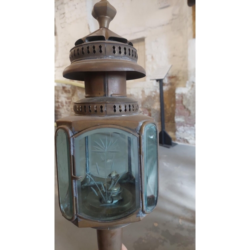 7 - Two original hand-crafted gas lamps 
With hand cut and decorated glass which were originally intende... 