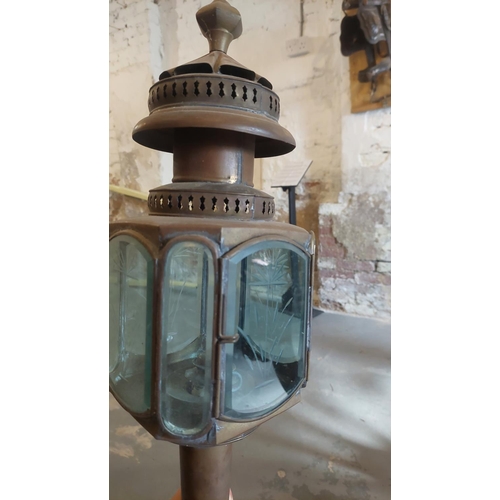 7 - Two original hand-crafted gas lamps 
With hand cut and decorated glass which were originally intende... 