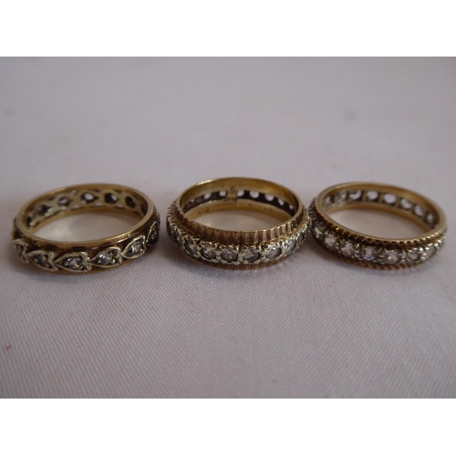 17 - 9ct gold eternity band rings (3) (8.1g)