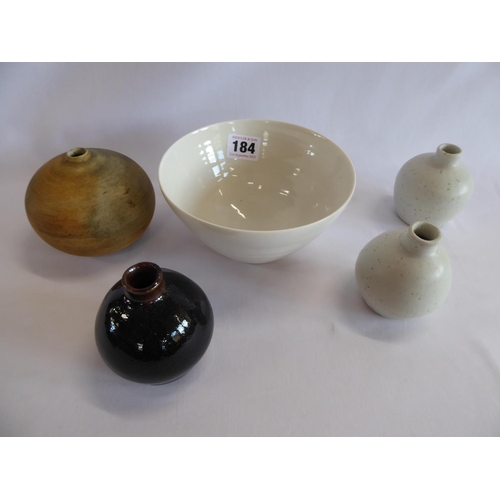Studio pottery St. Ives bud vases, bowl