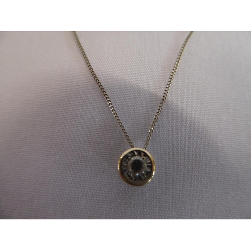 29 - 18ct white gold amethyst ring and 9ct white gold diamond pendant necklace (3g total)