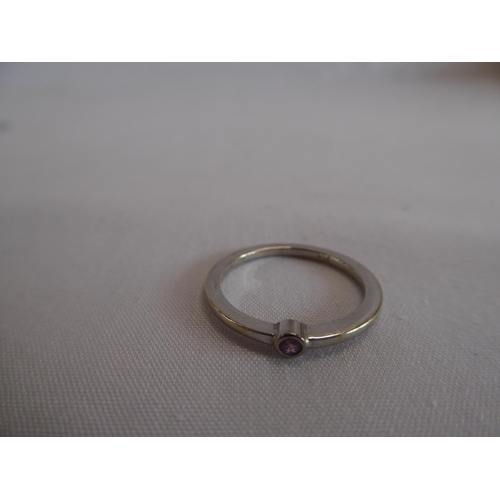 29 - 18ct white gold amethyst ring and 9ct white gold diamond pendant necklace (3g total)