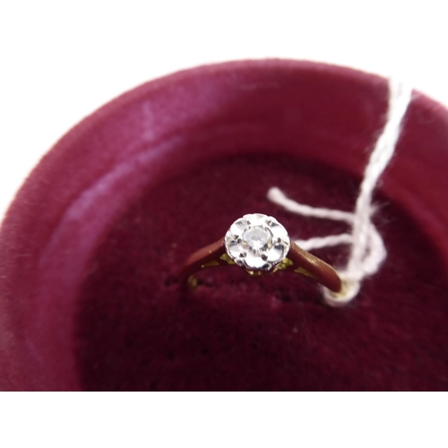 3 - 18ct gold illusion set solitaire diamond ring (2.7g)